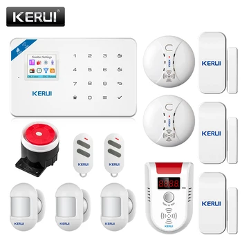 

KERUI W18 Smoke Detection Alarm Home Security Alarm System GSM WIFI Connection Gas Concentration Detection Alarm Package system