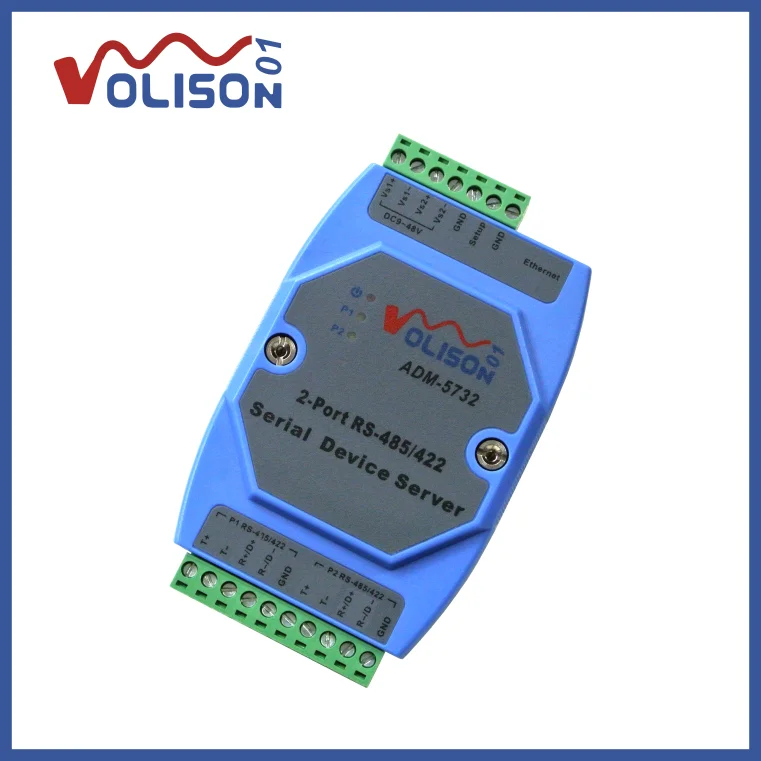 ADM-5732 2-сторонний 485 в TCP / IP промышленный уровень 2-портовый RS422 Серийный Сервер