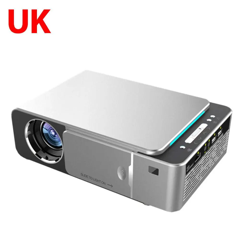 Мини Портативный светодиодный проектор 4K 1080P экран видео проектор с ИК USB Домашний кинотеатр с HDMI sd-картой порт для дома - Цвет: UK