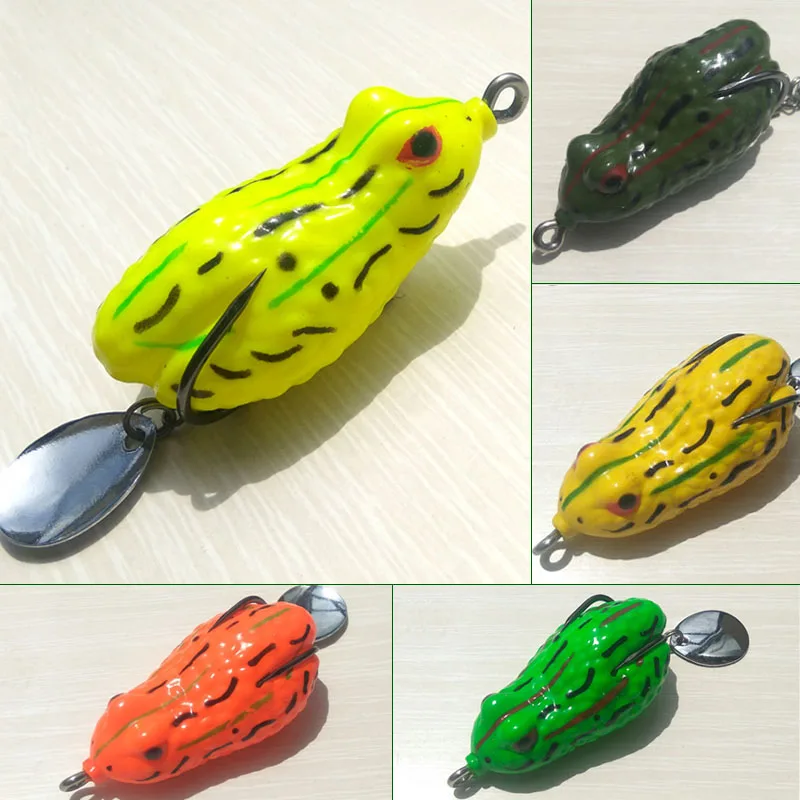 

1pc 5.4cm/10g Jumping Frog Soft frog Soft fishing lure with strong fishing hook for black fish Free shipping