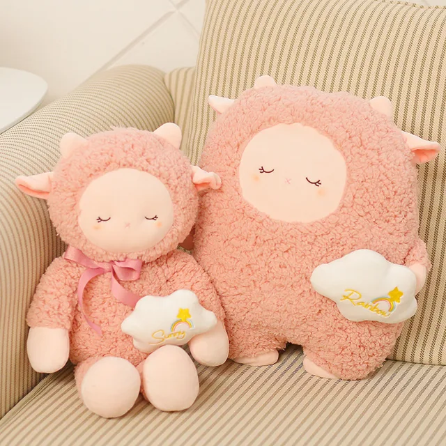 Almohada de peluche de oveja rosa para niños y niñas, juguete de felpa suave de oveja rosa de 35-78cm, regalo de cumpleaños para el Día de San Valentín 6