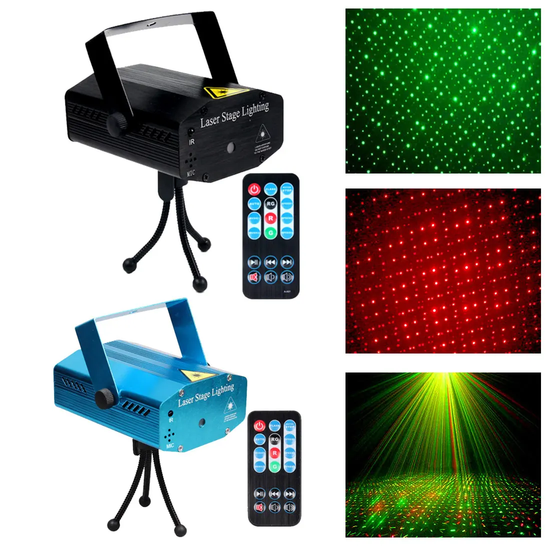 

Mini Party Show LED Laser Projector Red Green Stage Lights Voice Control Music Disco Light Effect Lamp with Controller DJ Ball