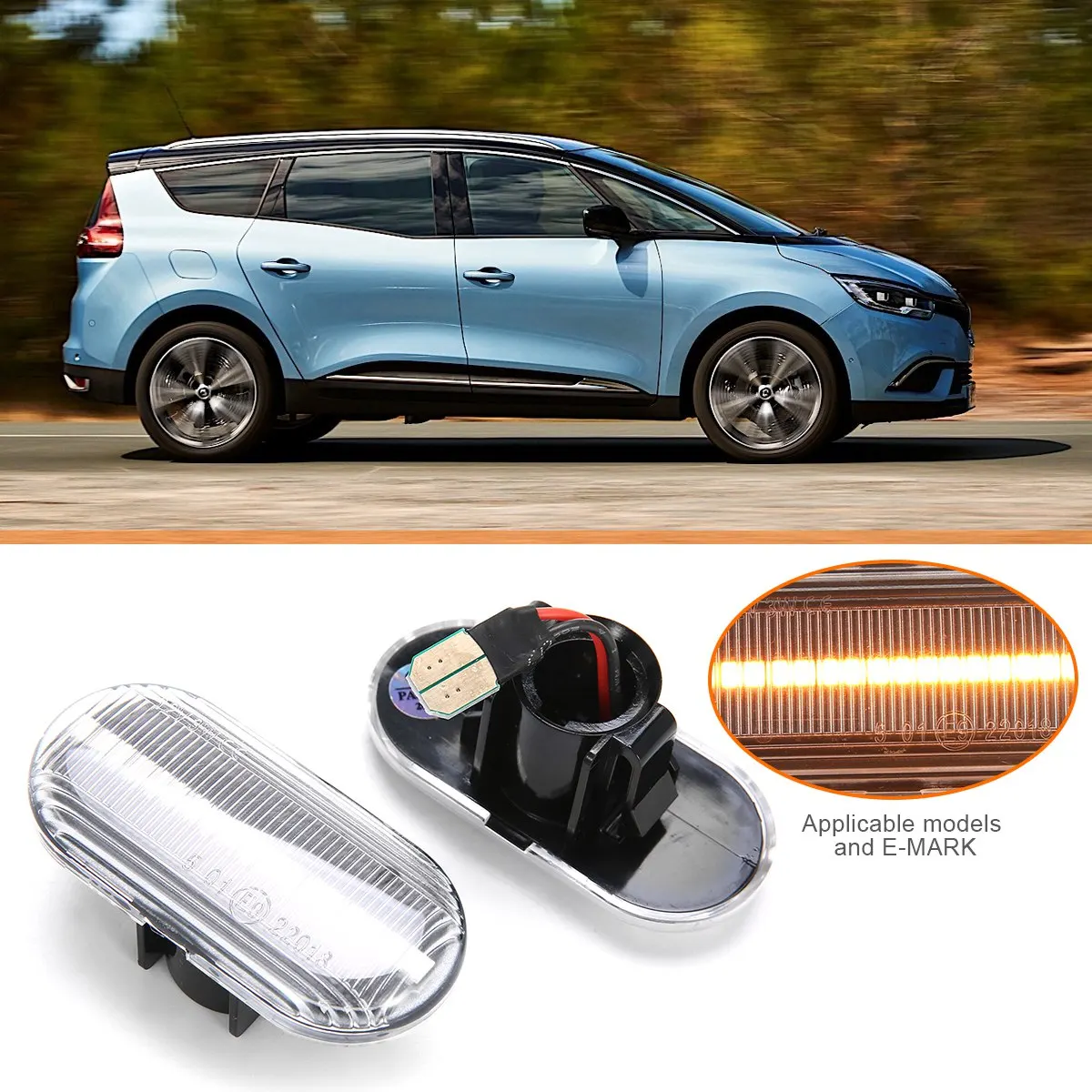 Светодиодный светильник с динамическим боковым маркером для Renault Clio KANGOO MEGANE ESPACE TWINGO для Nissan Opel