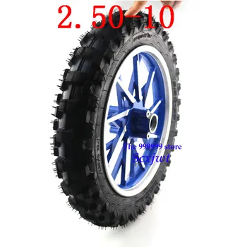 

blue Scooter Wheels 2.50-10 Front Wheel with Off-road Tyre+Wheel Rim+Bearing for Foldable Electric Scooter