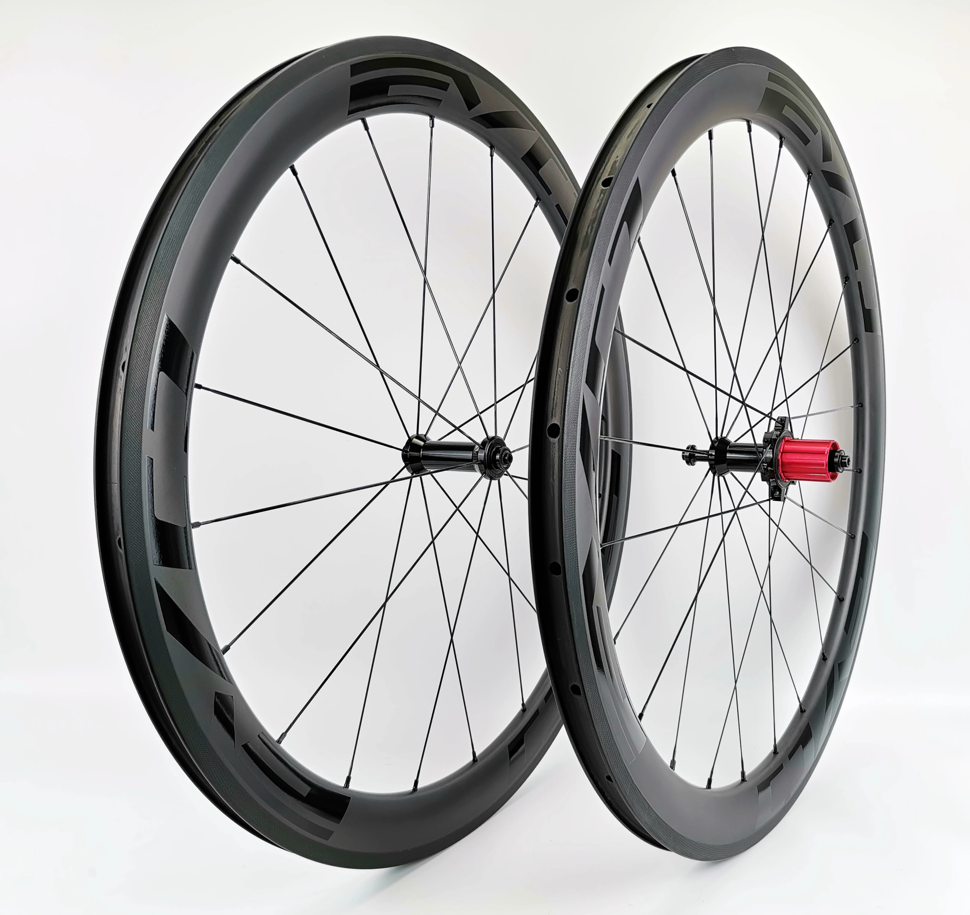 Evo Bright Black Decals 700c Road Bike Carbon Wheels 50mm Depth 25mm