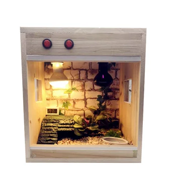 

Climbing Pet Rearing Box Solid Wooden Tortoise Lion Lizard Horn Frog Guard Palace Hedgehog Reptile Thermostat