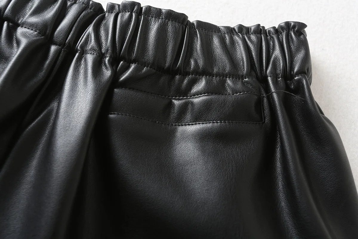 GOPLUS, женские черные шорты из искусственной кожи, эластичные шорты с высокой талией и широкими штанинами из искусственной кожи, зимние шорты в уличном стиле, свободные женские шорты из искусственной кожи