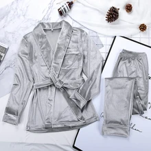 Gray Velvet Pajamas Warm Long Sleeve Home Suit For Women Two Piece Set Thick Sleepwear Set Night Suit Sets Autumn Female