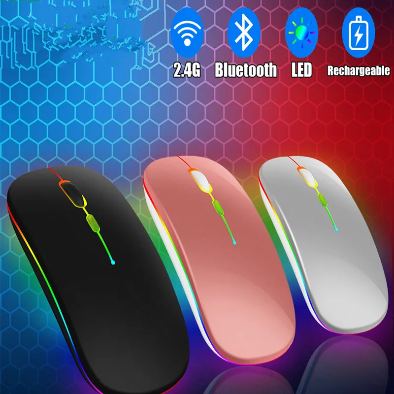 Беспроводная мышь Bluetooth перезаряжаемая ультратонкая Бесшумная игровая со