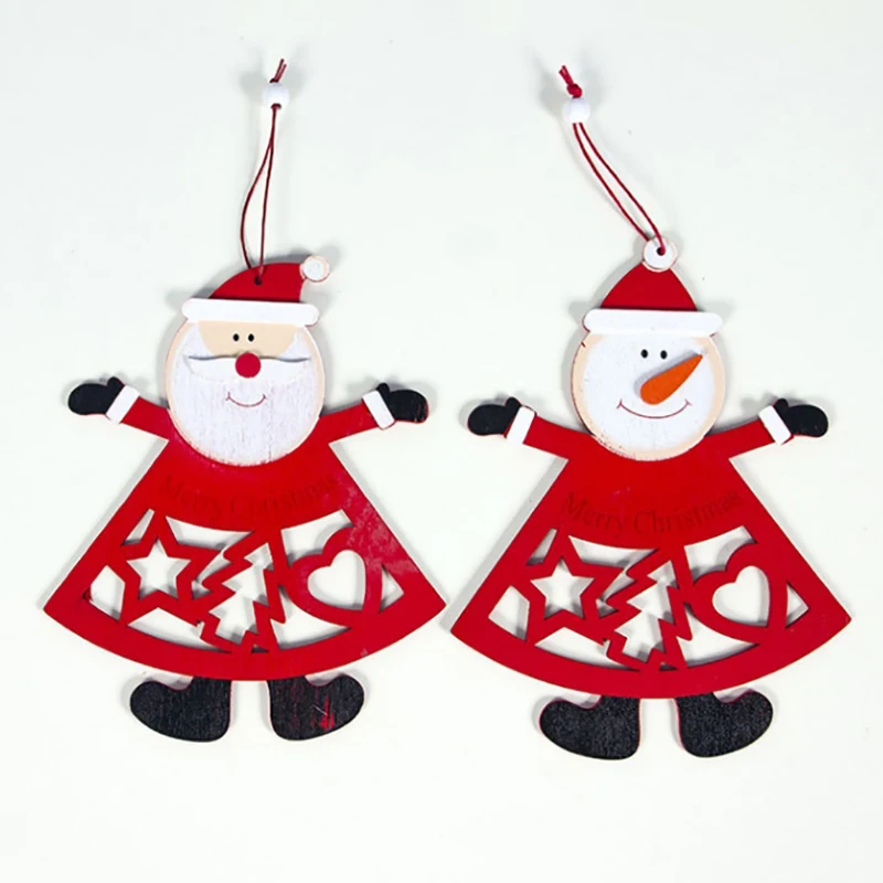 

2pcs Wooden Pendants Ornaments Xmas Tree Ornament DIY Wood Crafts Kids Gift
