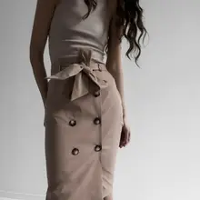 Женские Облегающие юбки-карандаш длиной до колена, Повседневный Сарафан с оборками, вечерние Клубные юбки, прямые элегантные офисные юбки