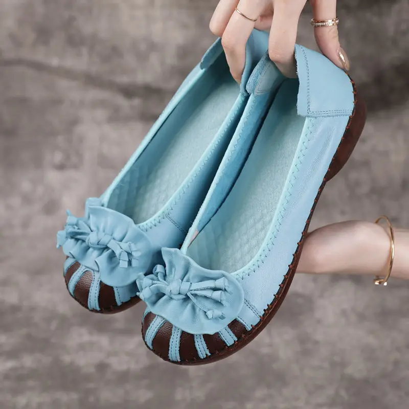 

Female Low heel nurse flats summer autumn 2020 hot sale genuine leather loafers for women flats