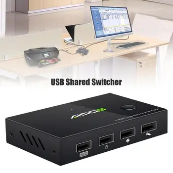 

USB KVM Switch Box Sharing Switcher Selector 2 In 4 Out Adapter for Keyboard Mouse Printer Monitor /DVR/Android Phones
