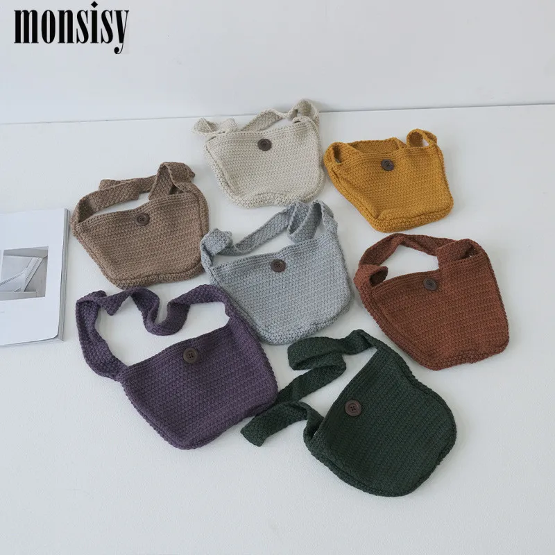 Monsisy/Зимняя шерстяная сумка через плечо для мальчиков и девочек, вязаная сумочка для детей, для шоппинга, для путешествий, сумка конфет, кошелек для монет