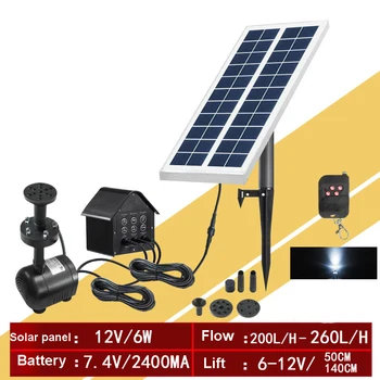 

12V 6W Solar Fountain Pump+ Battery+ Remote Controller Solar Panel Water Fountain Pump For Garden Waterfall