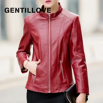 

Faux PU Leather Jacket Women Winter Autumn Motorcycle Jacket Black Outerwear Down Jacket 2019 Coat Plus Size Parka