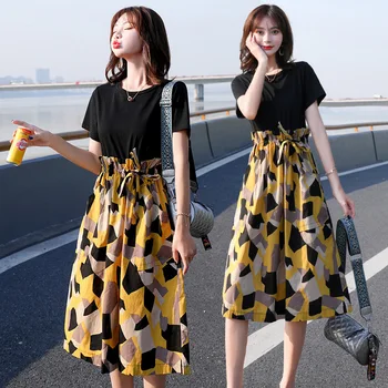 

Dress 2020 Women's long broken flower fairy slim temperament popular women's fake two-piece skirt