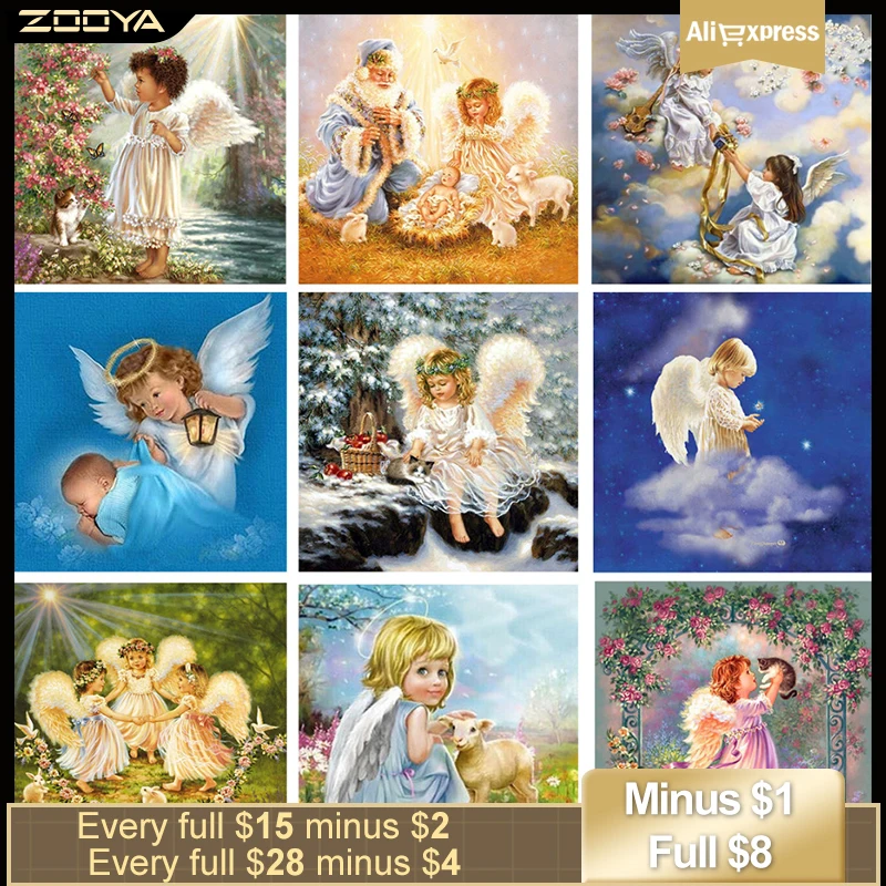 

ZOOYA Diamond Embroidery 3d DIY Diamonds Painting Girl Angel Mosaic Picture Rhinestones Embroidery Diamond Cross Stitch RF1186