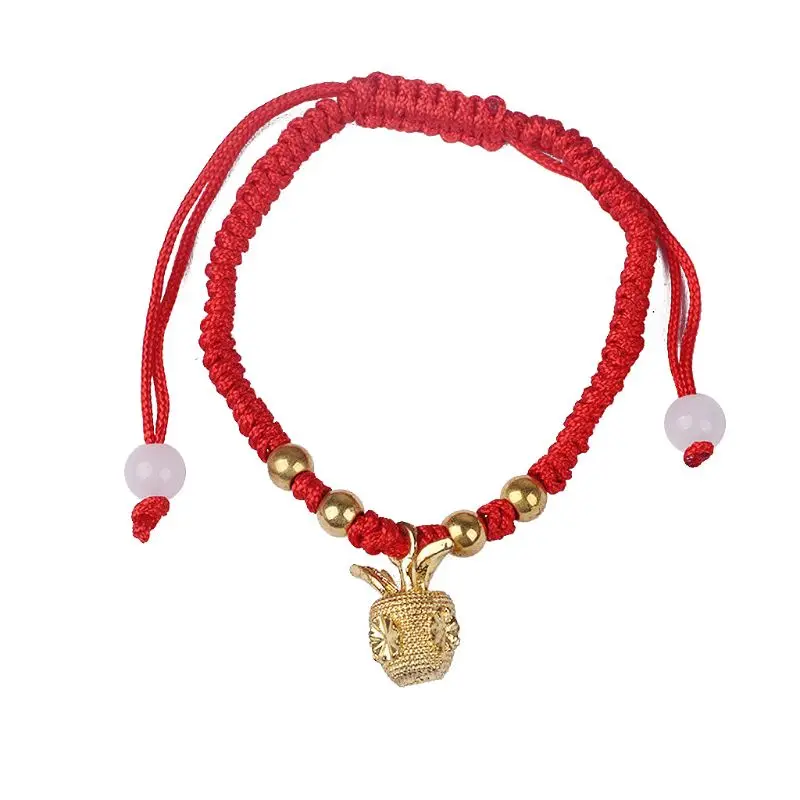 

Handmade Lucky Kabbalah Red String Gold Apple Pendant Bracelets Fashion Jewelry
