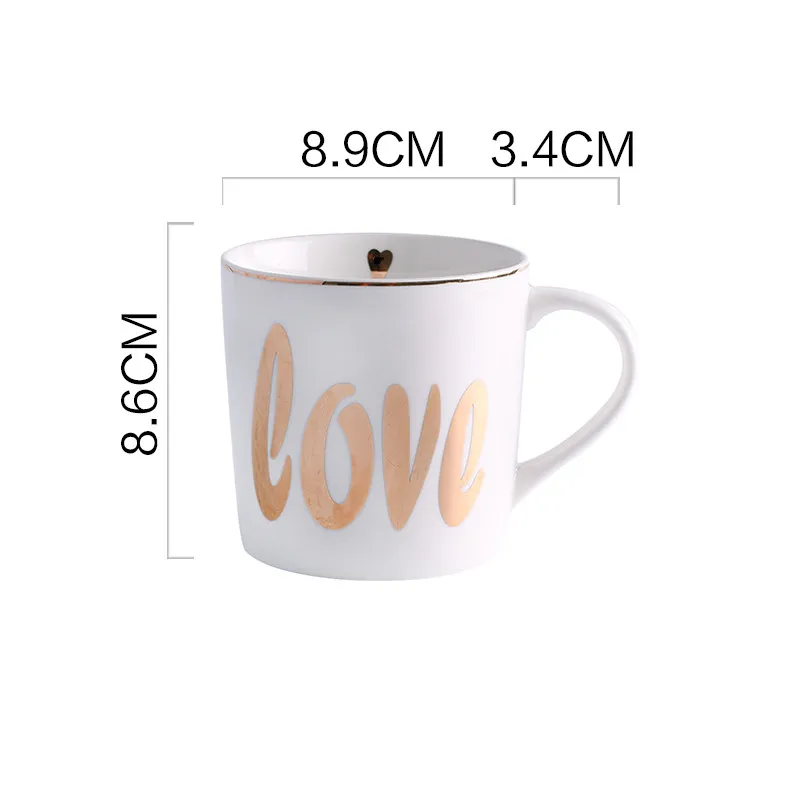 Light luxury gold couple ceramic coffee cup love stars stripes mug creative drinking coffee coffee cup novelty gift milk cup - Цвет: E