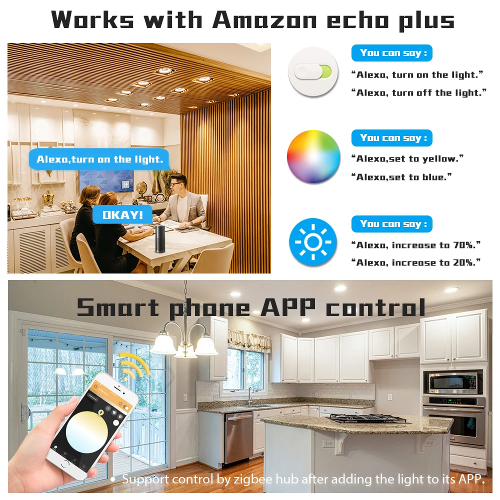 G LED OPTO ZIGBEE умный дом 6 Вт/9 Вт/12 Вт светодиодный светильник работает с Alexa Echo Plus
