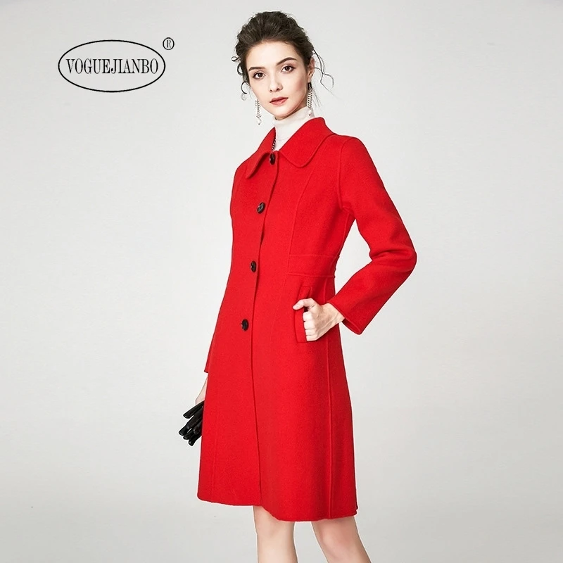 

2019 new Korean version is thin double-sided double-faced cashmere coat medium long wool coat women's woolen coat ladies tops