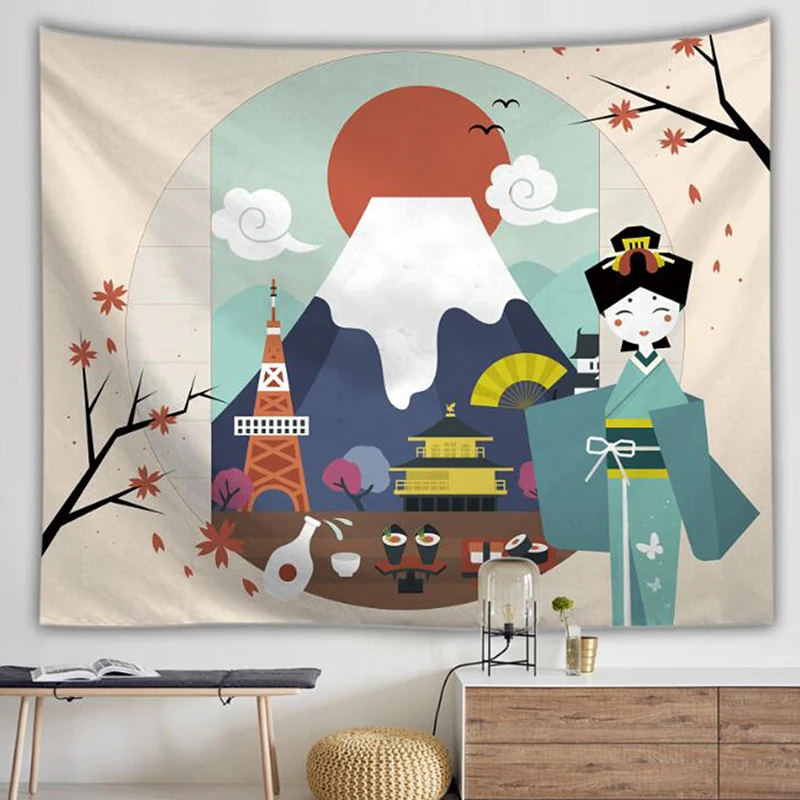 Style2 Creaive милый напечатанный настенный гобелен, покрывало для спальни, для квартиры, интерьерный гобелен, японский пляжный коврик для пикника, кемпинга - Цвет: Style2