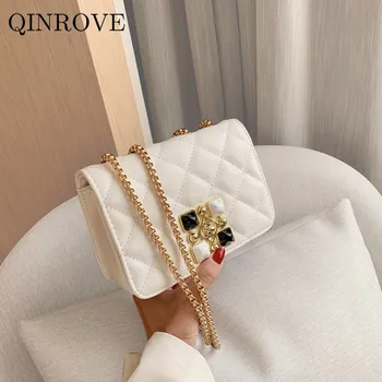 

Solid Color Shoudler Bag Women 2020 Messenger Crossbody Bag PU Leather Flap High Quality Female Metal Chain Small Holster Bag