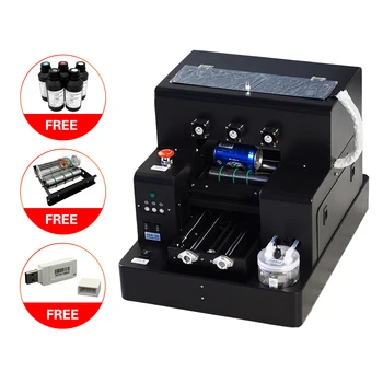 Automatic Small UV Printer A4 Size UV Flatbed Printer with 2500 ml UV Ink for Bottle, Phone Case, Lighter, TPU, PVC, Metal, Wood art coffee drinks printer food printer chocolate printer with food ink free factory supply with ce