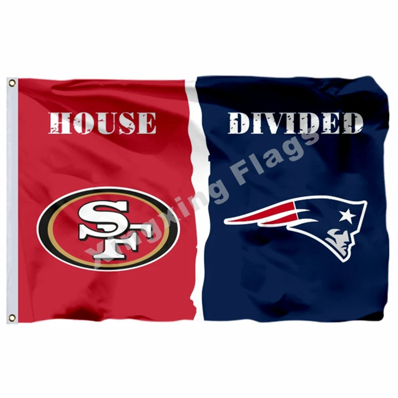 Z1 Сан-Франциско 49ers England Patriots дом разделенный флаг 3ft X 5ft полиэстер баннер Размеры № 4 90X150 см Изготовленный На Заказ Флаг - Цвет: Z1
