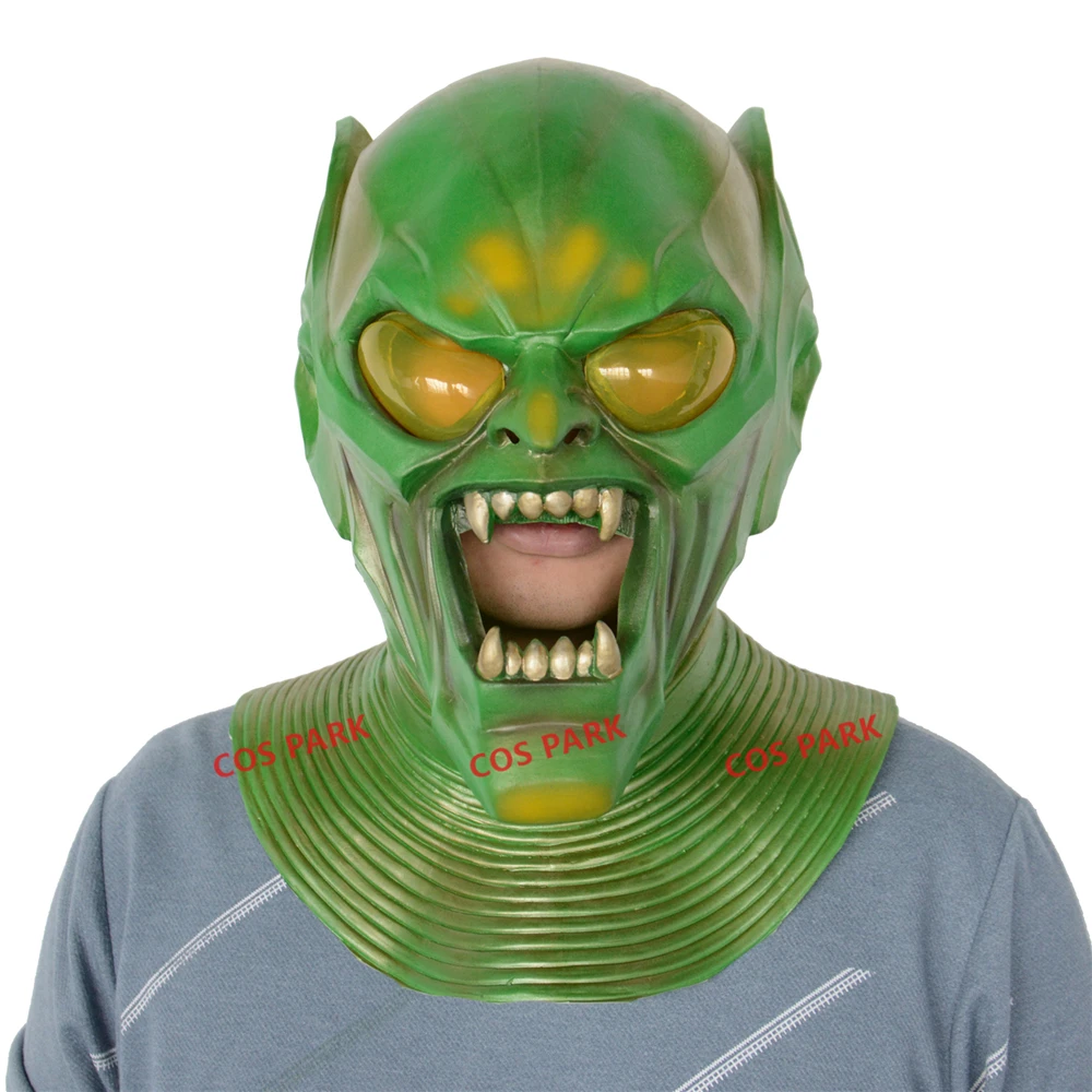 Green Goblin Devil Full Face Mask Halloween Cosplay Party Monster Costume Props Scary Demon Latex Masks New Year Gift for Kids family halloween costumes