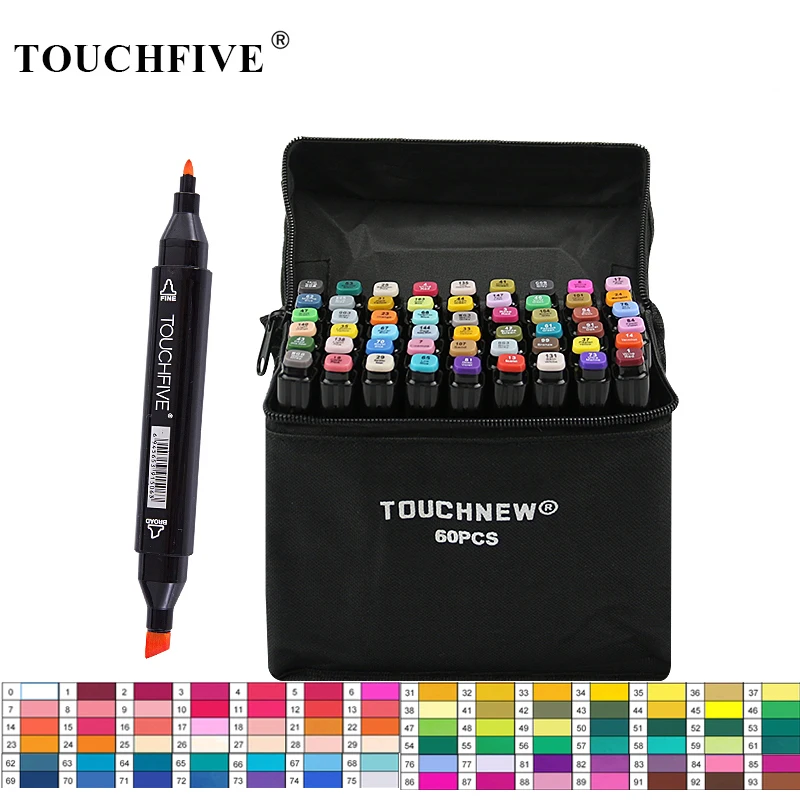 

TouchFIVE 30/40/60/80 Colors Art Markers Alcohol Based Markers Drawing Pen Set Manga Dual Headed Art Sketch Marker Design Pens