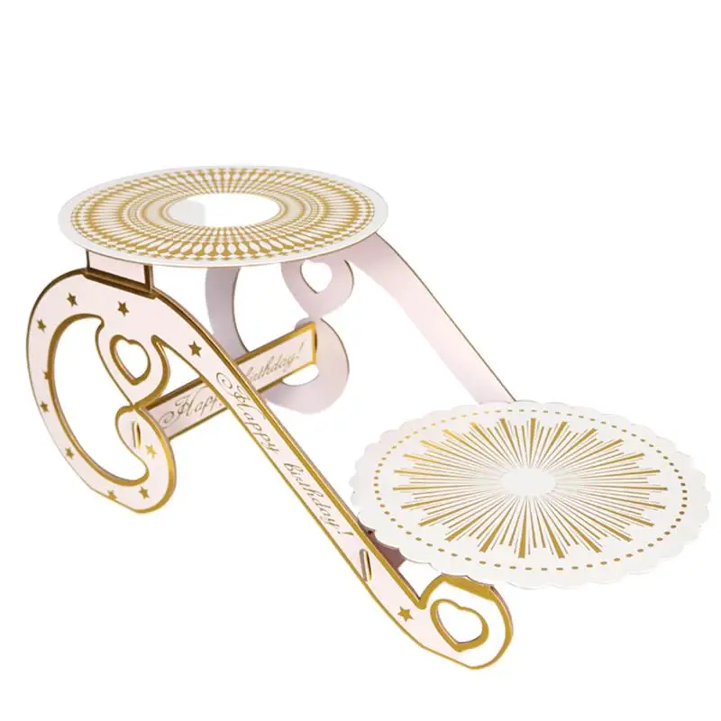 

1pc Collapsible Paper Cake Stand Multilayer European Style Cupcake Snack Storage Rack Dessert Serving Tray For Birthday Party