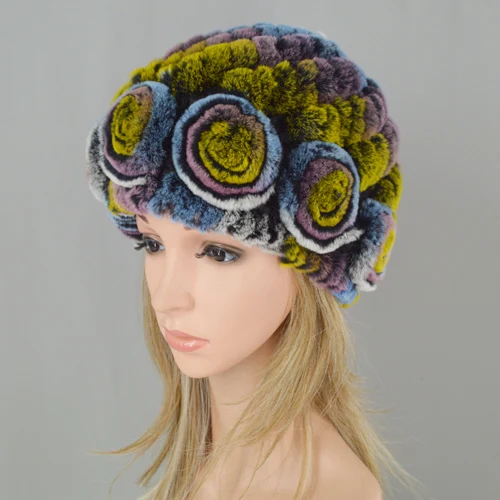 Venta Caliente натуральный Rex Conejo Pelo Sombrero Mujer Hecho A Mano Kina Boinas Para Mujer Gorro Mujer - Цвет: color16