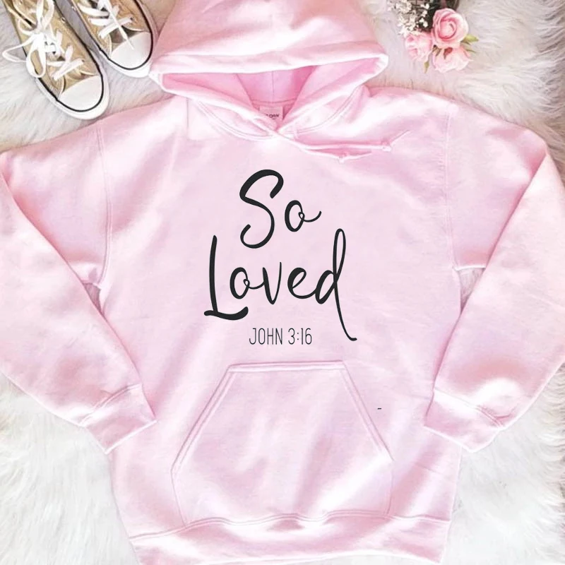 So Love John 3:16 Христианские толстовки с капюшоном женская осенняя одежда Повседневная Верхняя одежда Толстовка с длинным рукавом для девочек топы для девочек Прямая поставка