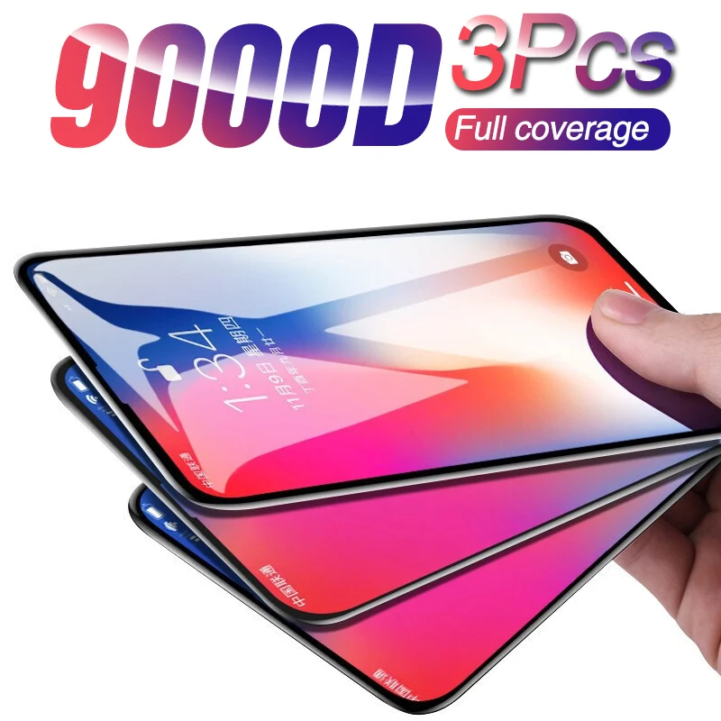 Закаленное стекло для iPhone 11 Pro XS MAX XR X 3 шт. | Мобильные телефоны и аксессуары