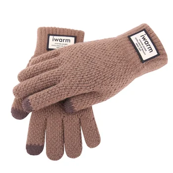 

Mens Knitted Gloves Touch Screen Male Thicken Warm Wool Imitation Cashmere Solid Gloves
