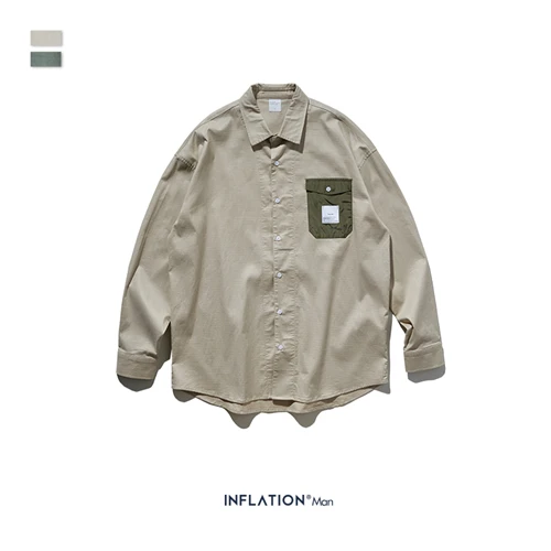 Расслабляющая Мужская рубашка в полоску зеленого цвета и цвета хаки, Ретро стиль, 92108W - Цвет: khaki