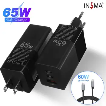 

INSMA 65W GaN Charger Quick Charge 4.0 3.0 Type C PD USB Charger with QC 4.0 3.0 Portable Fast Charger ForiP ForXiaomi Laptop