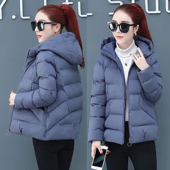 

Solid Color Short Parkas Women's Outwear Jacket Cotton Suit Women Winter Coats with Hooded Jacket Lady Parka Outwear Overcoats