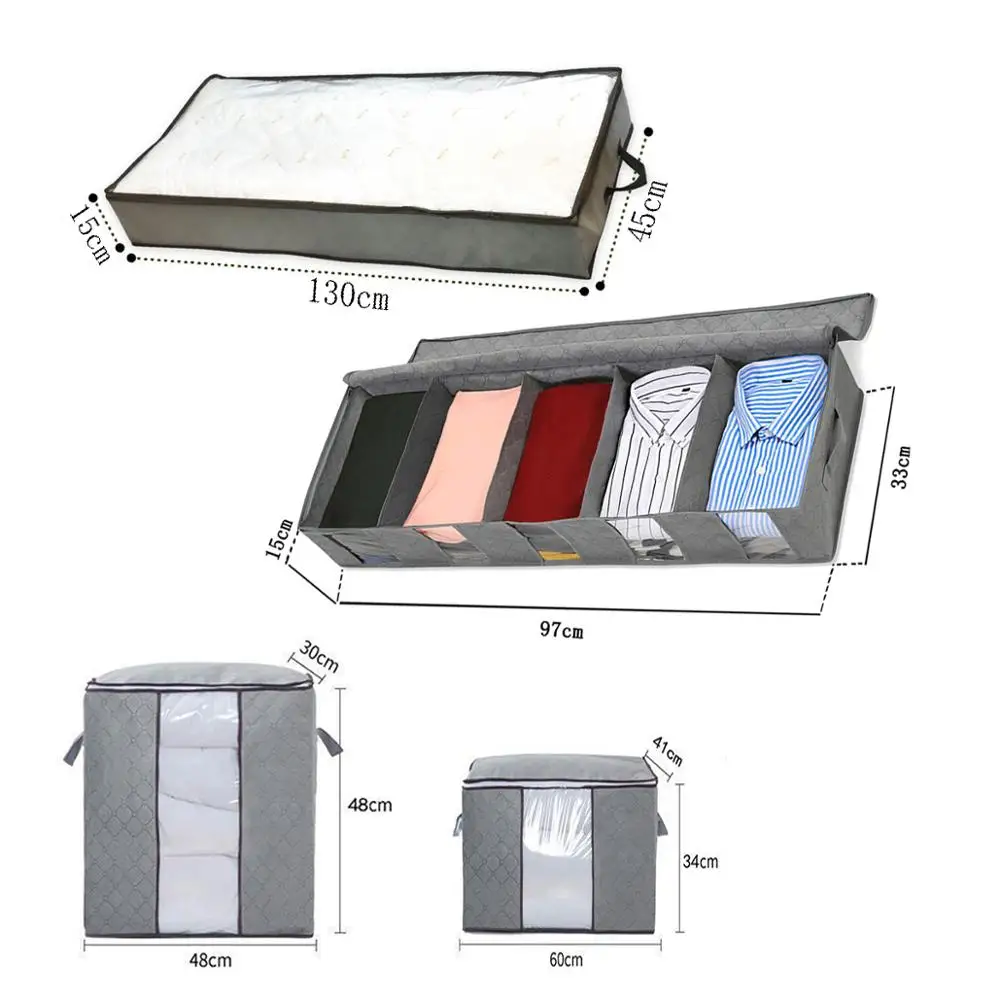 Extra Large Quilt Storage Bag,Dust-Proof And Moisture-Proof Visible Window Storage Box With Lid,Foldable Clothes Box