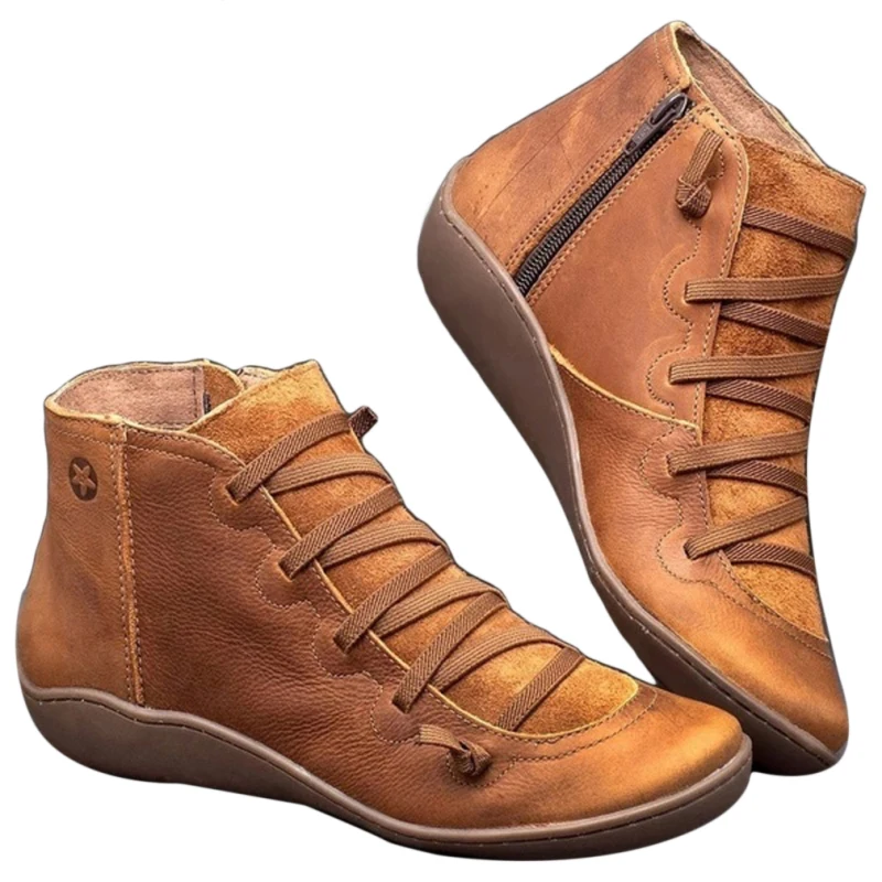 

Cross Strappy Leopard Chritmas Winter Boots Women PU Leather Boots Snow Rain Boots Women Flat Shoes Woman Botas Mujer