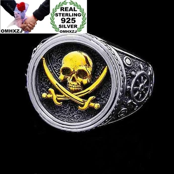 

OMHXZJ Jewelry Wholesale RR1177 European Fashion Hot Fine Man Party Birthday Wedding Gift Punk Pirate 925 Sterling Silver Ring