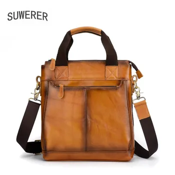 

SUWERER New Genuine Leather bag leather men's bag business cowhide men's handbag shoulder bag official messenger bag men's bag