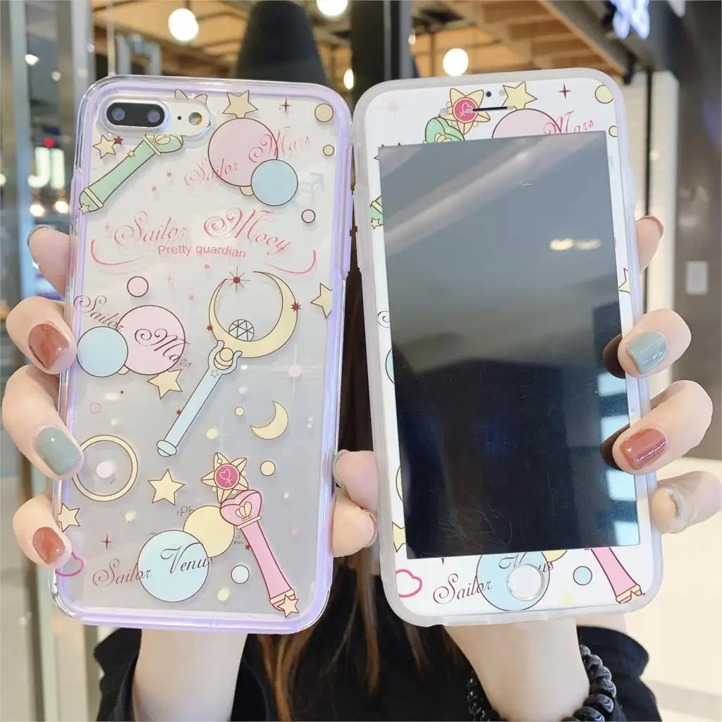 Мультфильм Cardcaptor Сакура Сейлор Мун 3D закаленное стекло экрана протектор для iPhone 6 6S 7 8 Plus X XR XS 11 Pro Max+ чехол для телефона