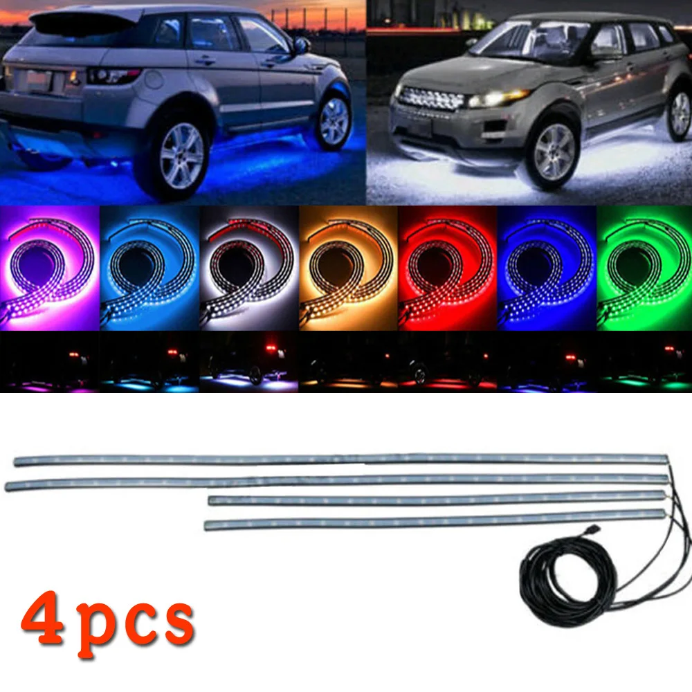 4 шт. RGB многоцветный Автомобильный светодиодный неоновый светильник с подсветкой и управлением через приложение