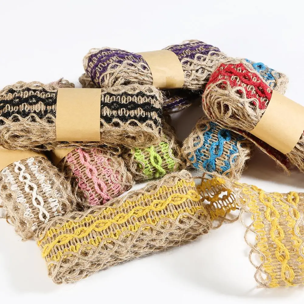 

2M/Roll Natural Gift Wrapping Hemp Ribbon Colorful Party Crafts Wedding Ribbon Jute Burlap DIY Festival Supplies Festival Decor