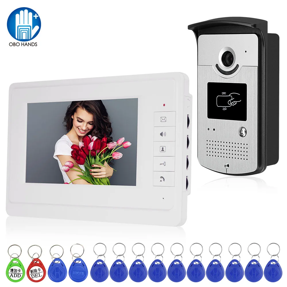 Sonnette d'interphone filaire avec caméra vidéo RFID, kit de système  d'entrée de téléphone de porte pour la maison, moniteurs d'intérieur,  vision nocturne IR, document de 4.3 pouces - AliExpress