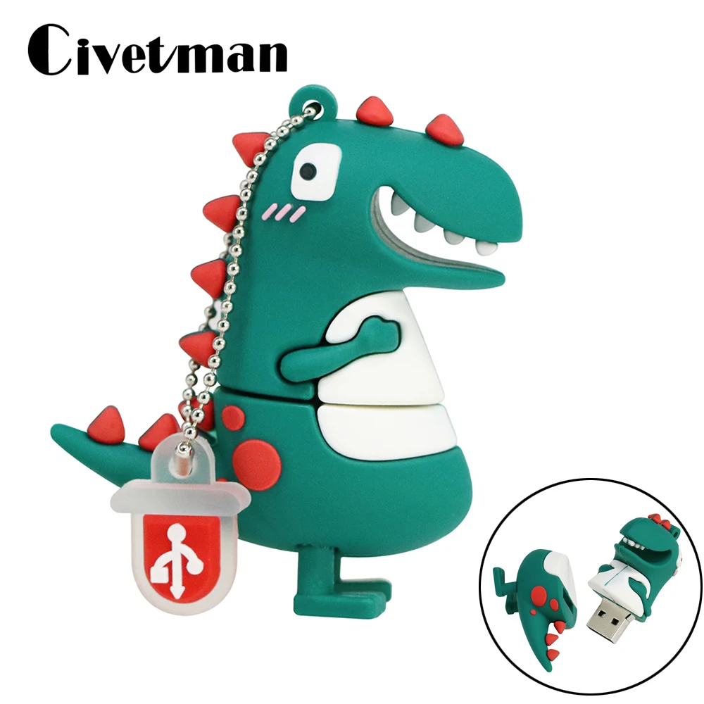 

Pendrive 16gb USB 2.0 Flash Drive 4gb 8gb 16gb 32gb 64gb 128gb Usb Flash Drive 256gb Cartoon Cute Dinosaur USB Memory Stick