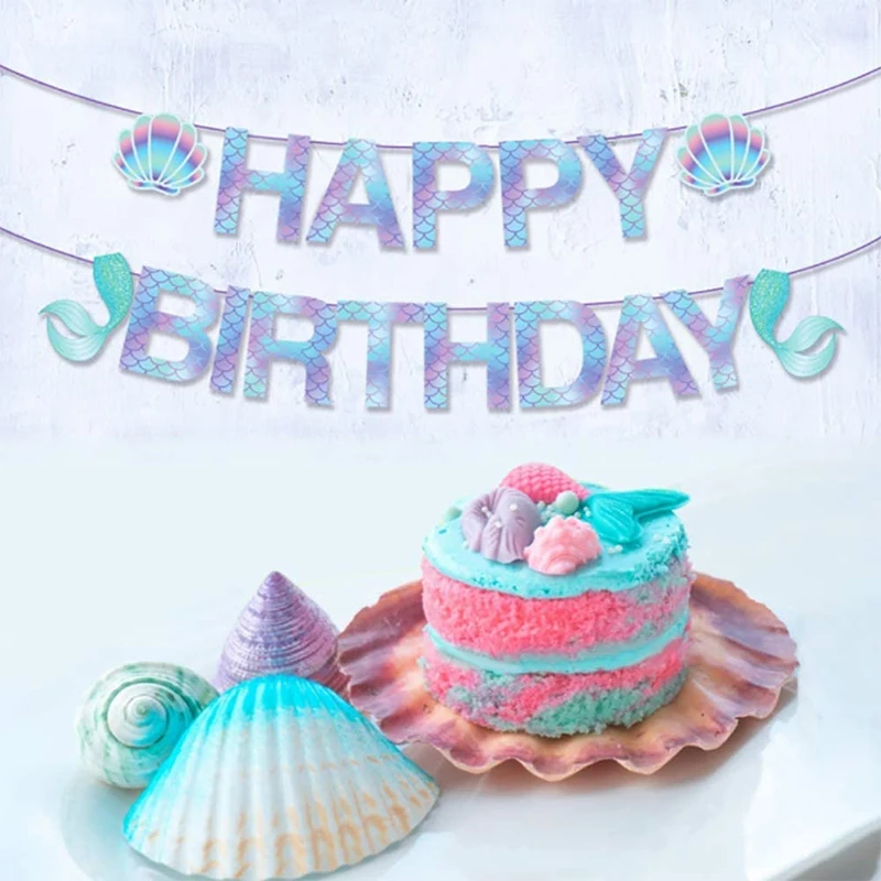 Mermaid Party Disposable Tableware Set Paper Cups Plate Kids 1st Birthday Party Decorations Mermaid Balloons Baby Shower Favors